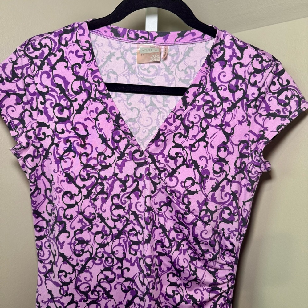 Women’s Athleta Nectar Dress in Purple‎ Vine Print Size XS